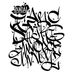 Canvas Print - Graffiti font alphabet letters. Hip hop grafitti design