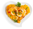 Heart shape bowl with paella