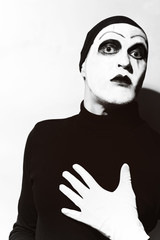 Wall Mural - Theatrical actor with dark mime makeup