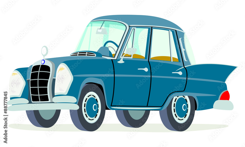 Caricatura Mercedes Benz W111-220S gris oscuro vista frontal y lateral ...