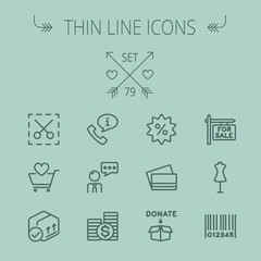 Canvas Print - Business shopping thin line icon set