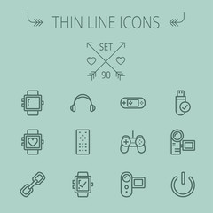 Canvas Print - Technology thin line icon set