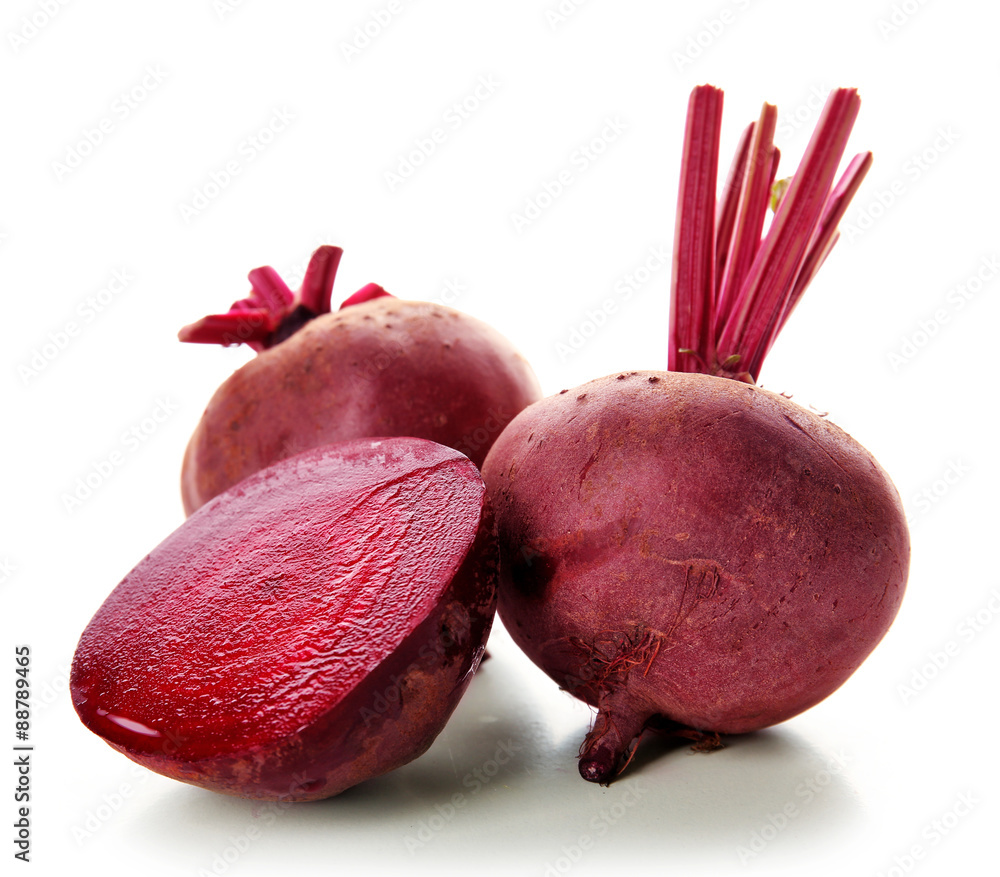 Young beets isolated on white