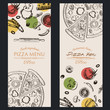 pizza food menu cafe  brochure. drawing template.