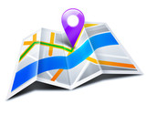 Fototapeta  - Nawigacja GPS z rozłożoną mapą 