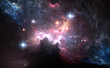 Purple space nebula with light stars
