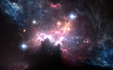 Wall Mural - purple space nebula with light stars
