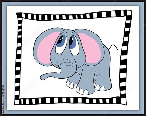 Obraz w ramie Beautiful card with cute cartoon elephant