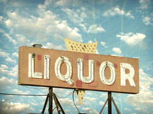 Aged And Worn Vintage Liquor Store Sign