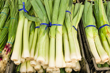 Wall Mural - Fresh leeks at the market