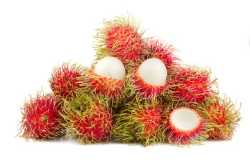 Sticker - Delicious Rambutans fruit isolated on white background.