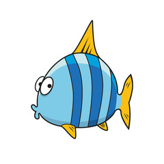 Wall Mural - Cartoon isolated blue striped fish