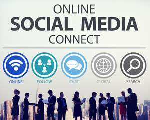 Sticker - Online Social Media Connect Network Internet Concept