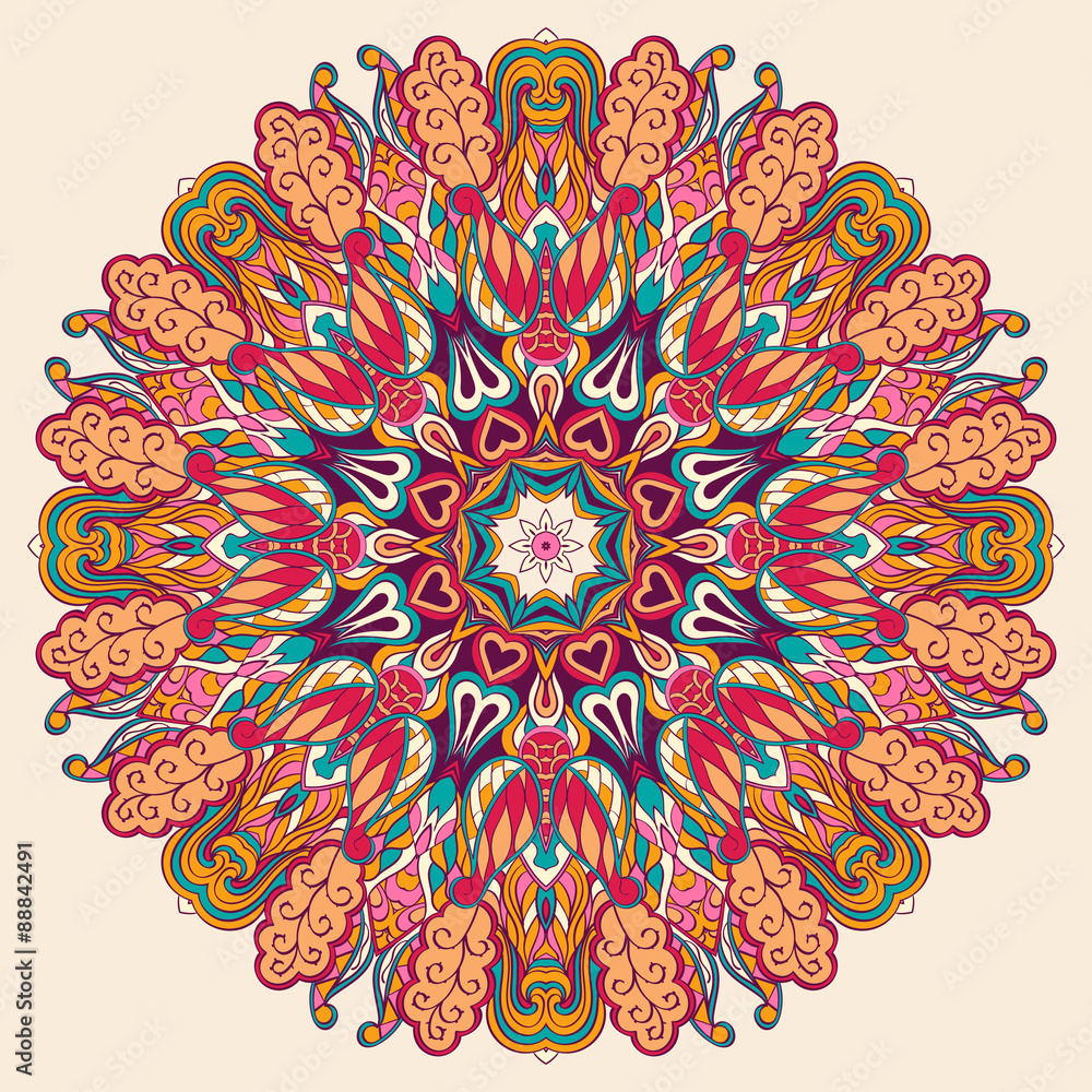 Hina mehndi tracery wheel design. Handmade natural mood texture Stock ...