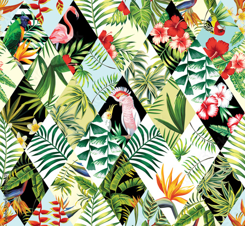 tropical patchwork seamless background