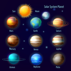 Poster - Solar system planets pictograms set