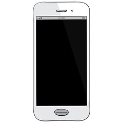 Sticker - mobile phone hand drawn vector illustration isolated on white background.