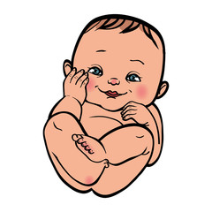 Newborn little  baby smiling. Vector illustration islated backgr