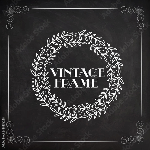 Fotomural Floral design decorated beautiful Vintage frame.