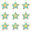 Stern Button Guarantee in hellblau auf weißem Hintergrund