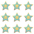 Stern Button Quality in hellblau auf weißem Hintergrund
