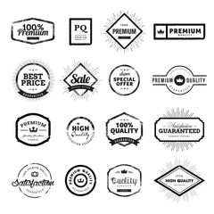 Wall Mural - set of vintage style premium quality badges and labels. hand drawn vector illustrations for e-commer