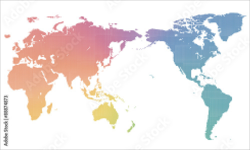Colorful dots & dotted world map #Global image, Vector graphic Wallpaper Mural