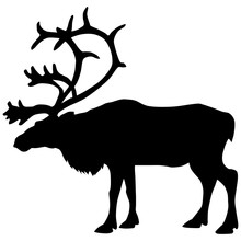 Black Silhouette Of A Deer, Like The Caribou
