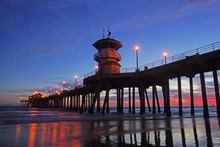 Beach Pier In California At Twilight