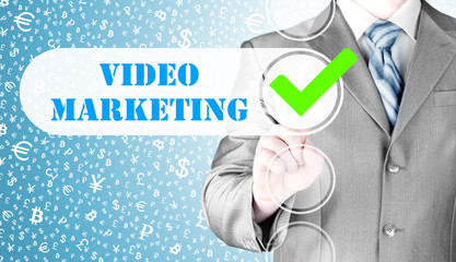 business man pressing checkbox Video Marketing