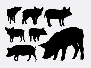 Poster - Pig animal silhouettes