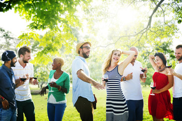 Wall Mural - Diverse People Friends Hanging Out Drinking Concept