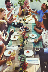 Wall Mural - Diverse Friends People Group Eating Food Concept