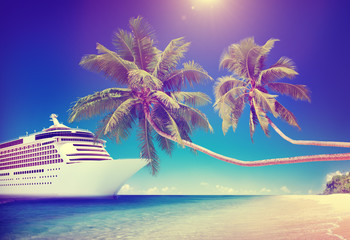 Sticker - Cruise Ship Beach Sea Palm Tree Concept