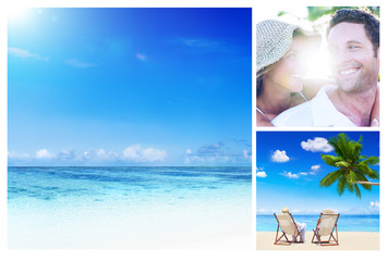 Sticker - Honeymoon Couple Romantic Summer Beach Concept