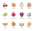 Fruits and berries color icons.