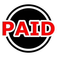 Paid Button Red And Black Circle