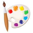 Paintbrush and palette of paints
