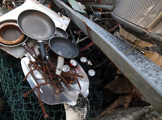 Wall Mural - special waste dump with old rusty iron pieces