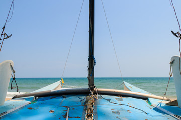 Winch with rope on sailing boat