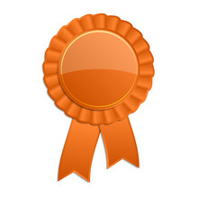 Orange Blank Award Rosette With Ribbon
