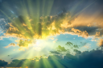 beautiful blue sky with sun