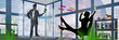 © fotohansel - bpb21 bpb BusinessPeopleBanner - business person touching social network - german Unternehmer berührt soziales Netzwerk - 3to1 g3840