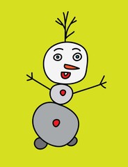 Canvas Print - Snowman Cartoon, art vector design