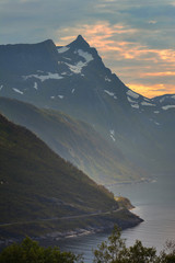 Wall Mural - Road in the mountains, Mefjord, Senja, Norway