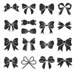 Set of graphical decorative bows. Vector sillouettes