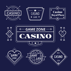 Wall Mural - Casino logo icons set. Poker, cards or game and money symbol