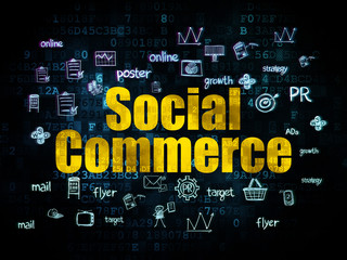 Advertising concept: Social Commerce on Digital background