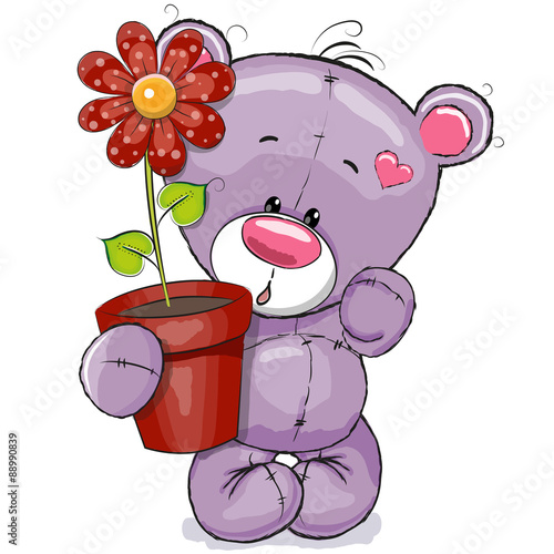 Naklejka dekoracyjna Teddy with flower