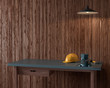 work table of a carpenter on wooden wall background